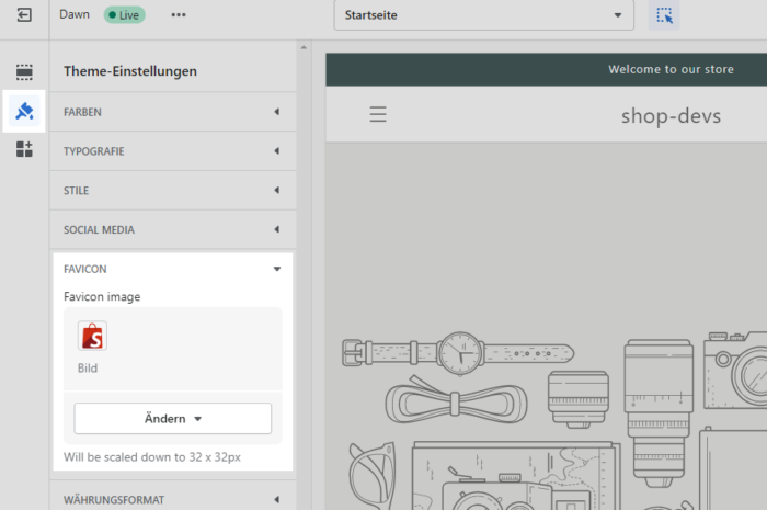 Favicon bei Shopify hinzufügen oder ändern