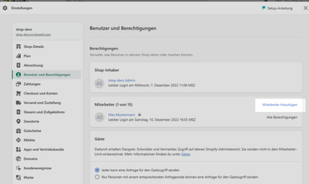 Shopify Admin hinzufügen