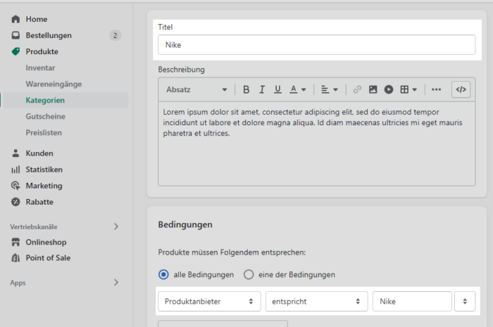 Hersteller-Seiten bei Shopify erstellen