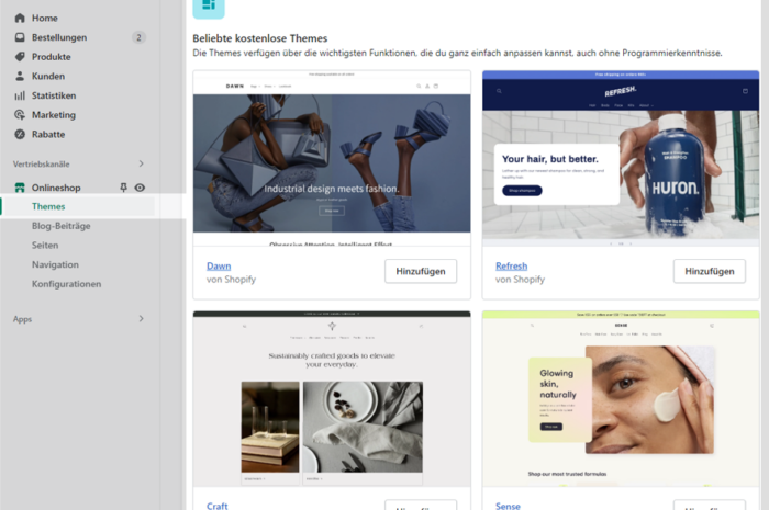 Gute kostenlose Shopify Themes