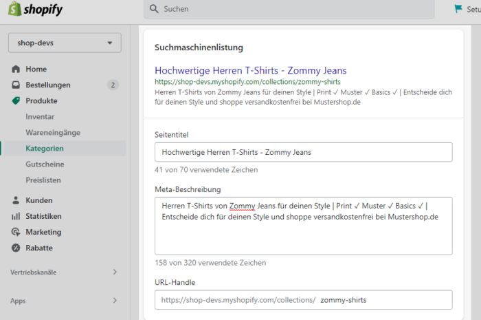 Shopify SEO: Meta-Tags & URL ändern