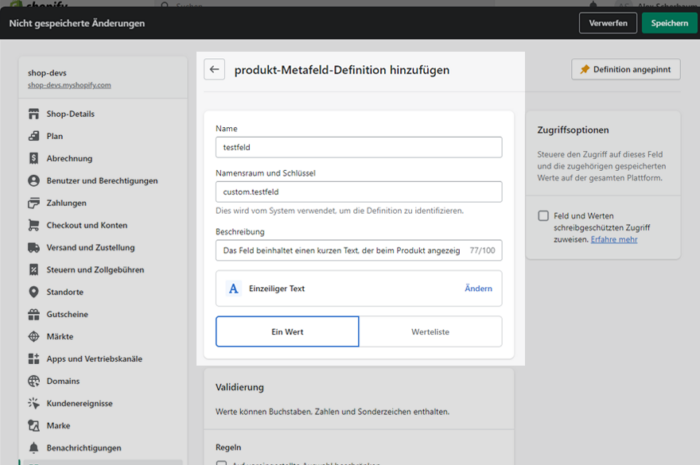 Metafelder in Shopify-Theme einbinden/anzeigen