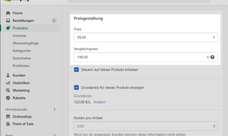 In Shopify Sonderpreis erstellen
