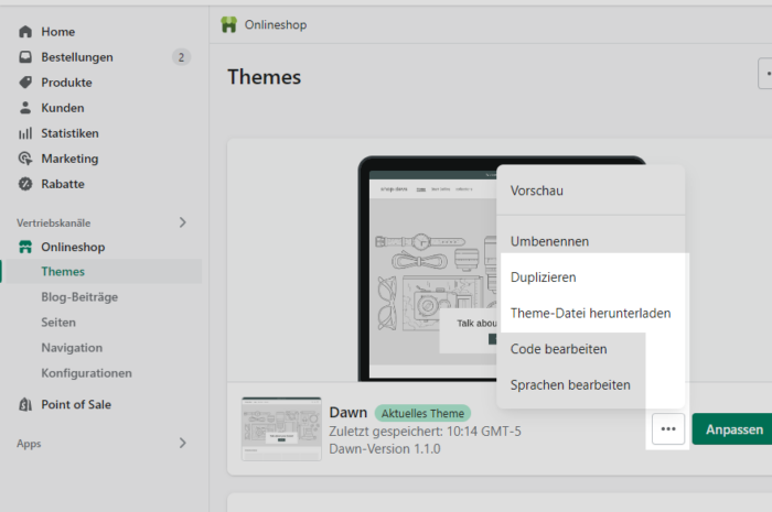 Shopify Backup erstellen