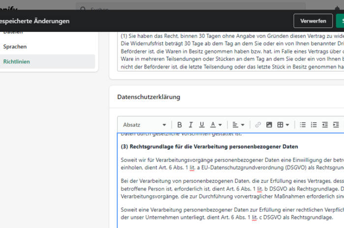 Darf Shopify in der EU bzw. Deutschland hinsichtlich GDPR genutzt werden?