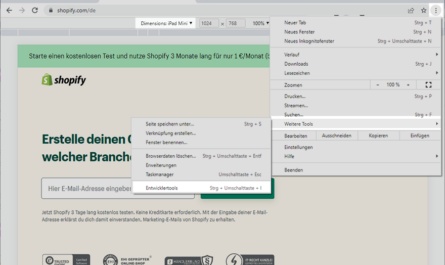 Mobile Vorschau im Chrome Browser