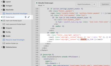 shopify "powered-by" Copyright-Hinweis entfernen