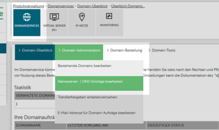 HostEurope DNS-Einstellungen für Domain