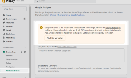Google Analytics 4 ("GA4") App für Shopify