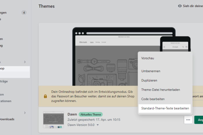 Textvariablen im Theme hinzufügen und verwenden