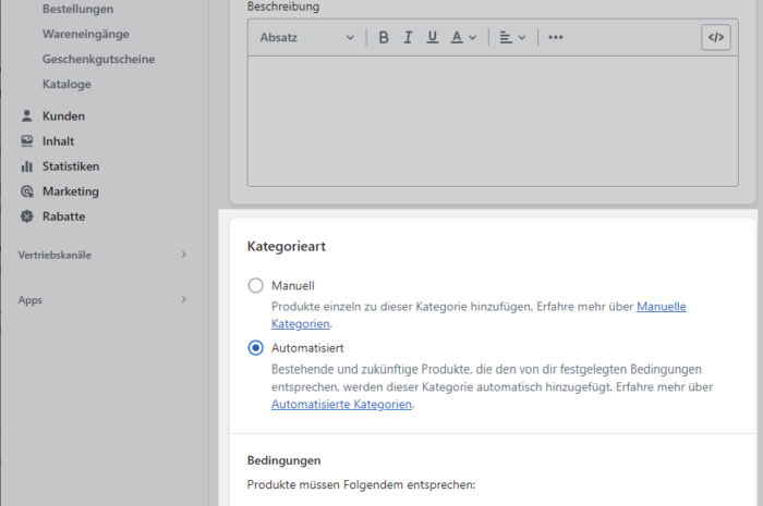 „/collections/all“-Seite in Shopify bearbeiten