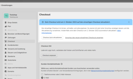 Bei SHopify den One-Page-Checkout im Adminbereich unter "Einstellungen > Checkout" aktivieren