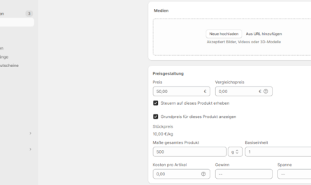 Grundpreiskonfiguration Shopify - Produkt