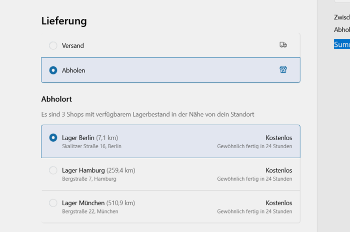 Bei Shopify lokale Abholung in Standorten einrichten 