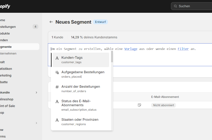 Kundensegmente in Shopify einrichten